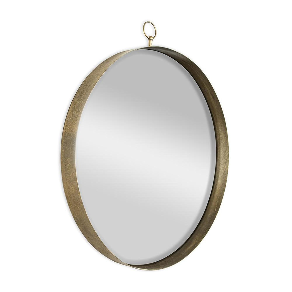 Homeroots 34" Gold Round Iron Framed Accent Mirror  Iron 485066