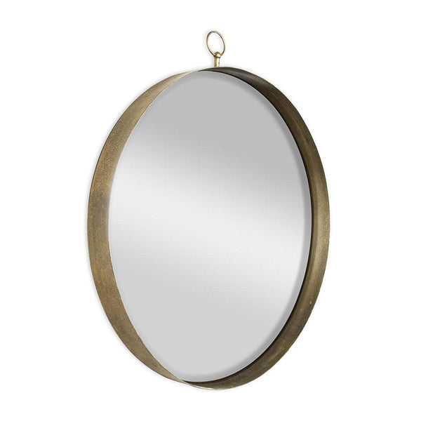 Homeroots 34" Gold Round Iron Framed Accent Mirror  Iron 485066