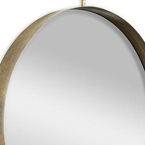 Homeroots 34" Gold Round Iron Framed Accent Mirror  Iron 485066