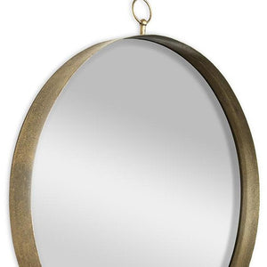 Homeroots 34" Gold Round Iron Framed Accent Mirror  Iron 485066