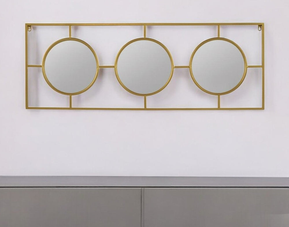 Homeroots 16" Gold Iron Framed Accent Mirror  60% Iron,20% Mirror,20% Mdf 485067