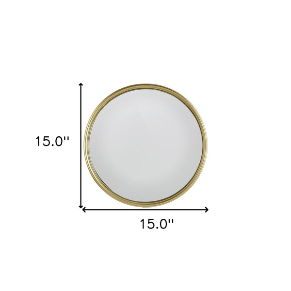 Homeroots 15" Gold Round Iron Textured Framed Accent Mirror  Iron 485068