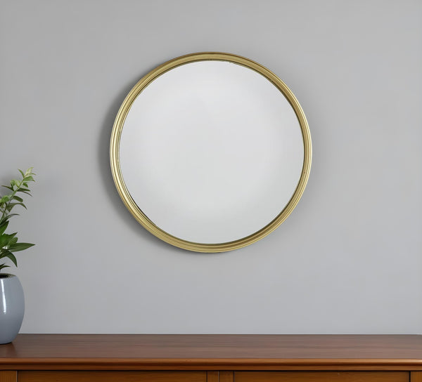 Homeroots 15" Gold Round Iron Textured Framed Accent Mirror  Iron 485068