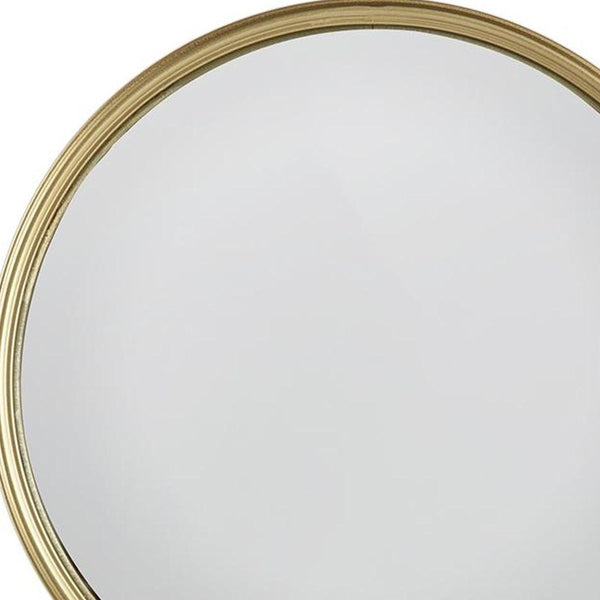 Homeroots 10" Gold Round Iron Textured Framed Accent Mirror  Iron 485069