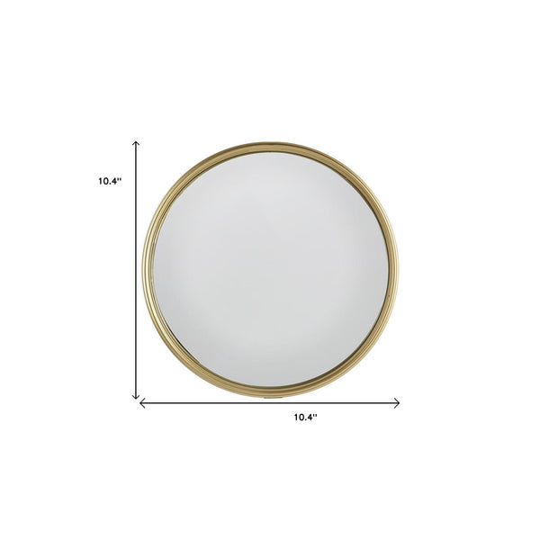 Homeroots 10" Gold Round Iron Textured Framed Accent Mirror  Iron 485069