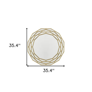 Homeroots 35" Gold Round Framed Accent Mirror  70% Mirror,30% Mdf 485071