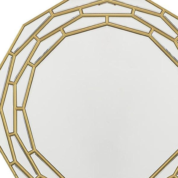 Homeroots 35" Gold Round Framed Accent Mirror  70% Mirror,30% Mdf 485071