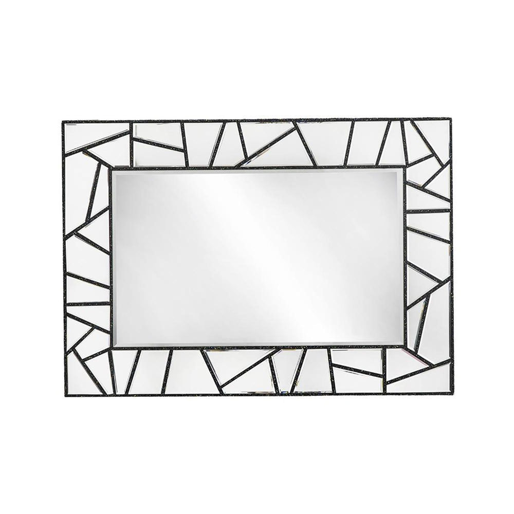 Homeroots 28" Black Metal And Glass Mosaic Framed Accent Mirror  Mdf 485072