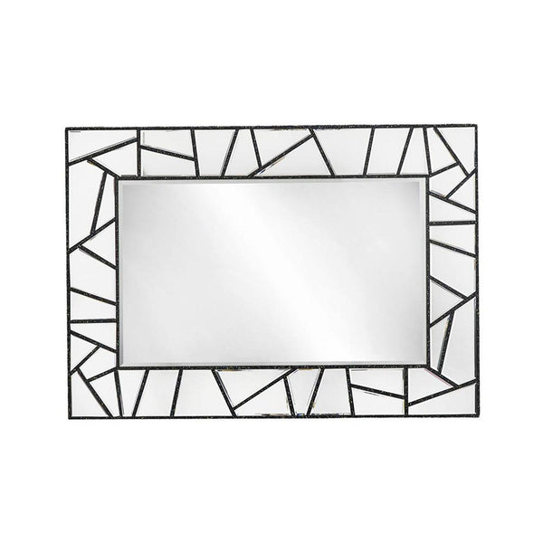 Homeroots 28" Black Metal And Glass Mosaic Framed Accent Mirror  Mdf 485072