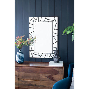 Homeroots 28" Black Metal And Glass Mosaic Framed Accent Mirror  Mdf 485072