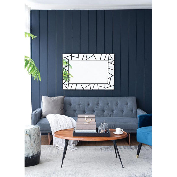 Homeroots 28" Black Metal And Glass Mosaic Framed Accent Mirror  Mdf 485072