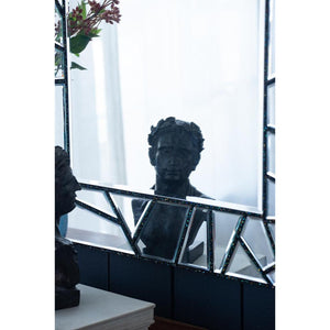 Homeroots 28" Black Metal And Glass Mosaic Framed Accent Mirror  Mdf 485072