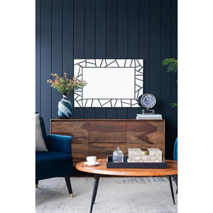 Homeroots 28" Black Metal And Glass Mosaic Framed Accent Mirror  Mdf 485072