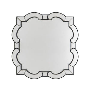 HomeRoots 32" Elegant Scalloped Glass Accent Mirror - Venetian Black Frame for Contemporary Home Decor Style 485073