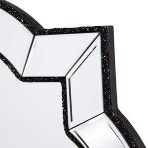 HomeRoots 32" Elegant Scalloped Glass Accent Mirror - Venetian Black Frame for Contemporary Home Decor Style 485073