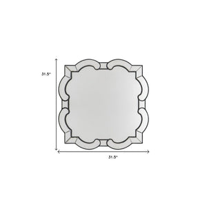 HomeRoots 32" Elegant Scalloped Glass Accent Mirror - Venetian Black Frame for Contemporary Home Decor Style 485073