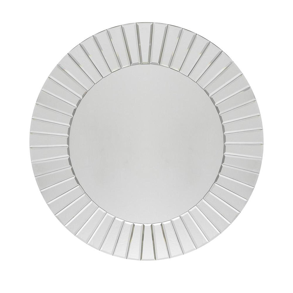 Homeroots 24" Clear Round Beveled Glass Framed Accent Mirror  70% Mirror,30% Mdf 485074