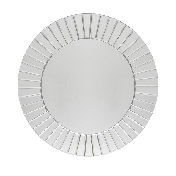 Homeroots 24" Clear Round Beveled Glass Framed Accent Mirror  70% Mirror,30% Mdf 485074