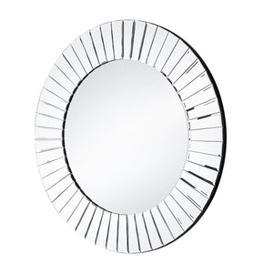 Homeroots 24" Clear Round Beveled Glass Framed Accent Mirror  70% Mirror,30% Mdf 485074