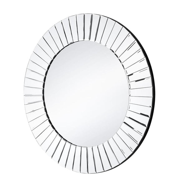 Homeroots 24" Clear Round Beveled Glass Framed Accent Mirror  70% Mirror,30% Mdf 485074