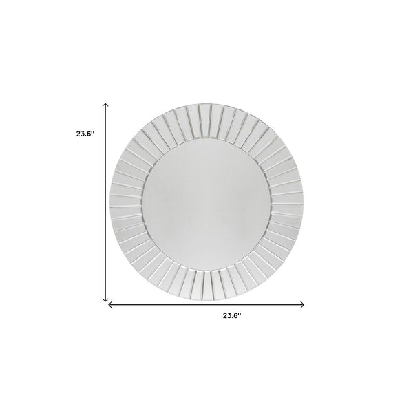 Homeroots 24" Clear Round Beveled Glass Framed Accent Mirror  70% Mirror,30% Mdf 485074