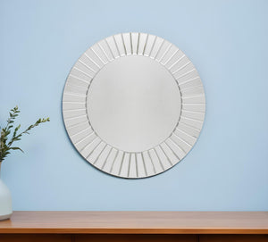 Homeroots 24" Clear Round Beveled Glass Framed Accent Mirror  70% Mirror,30% Mdf 485074