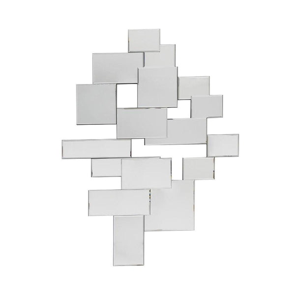 HomeRoots 30" Clear Abstract Glass Mirror - Contemporary Unframed Multi-Panel Accent for Modern Interiors 485075