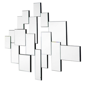 HomeRoots 30" Clear Abstract Glass Mirror - Contemporary Unframed Multi-Panel Accent for Modern Interiors 485075