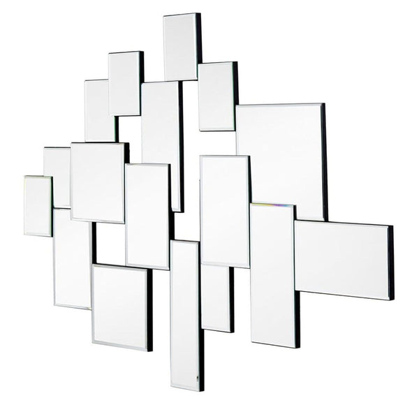 HomeRoots 30" Clear Abstract Glass Mirror - Contemporary Unframed Multi-Panel Accent for Modern Interiors 485075