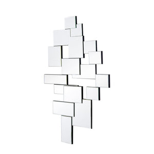 HomeRoots 30" Clear Abstract Glass Mirror - Contemporary Unframed Multi-Panel Accent for Modern Interiors 485075