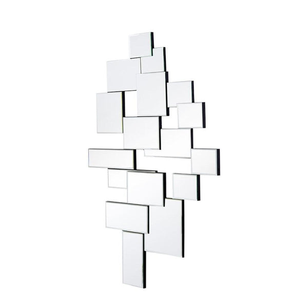 HomeRoots 30" Clear Abstract Glass Mirror - Contemporary Unframed Multi-Panel Accent for Modern Interiors 485075