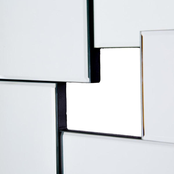 HomeRoots 30" Clear Abstract Glass Mirror - Contemporary Unframed Multi-Panel Accent for Modern Interiors 485075