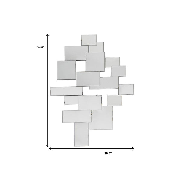 HomeRoots 30" Clear Abstract Glass Mirror - Contemporary Unframed Multi-Panel Accent for Modern Interiors 485075