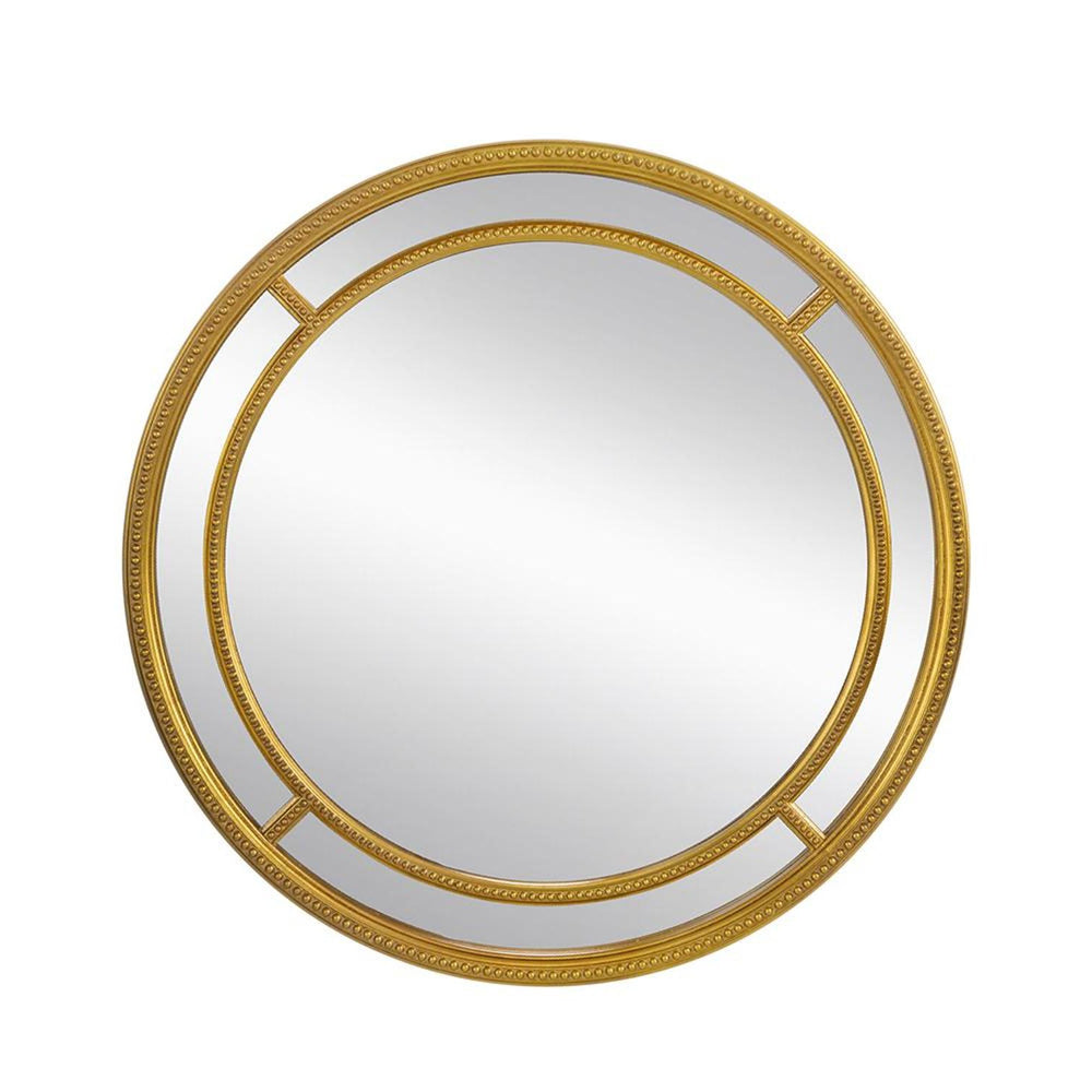 Homeroots 35" Gold Geo Dot Round Double Frame Accent Mirror  Polyurethane 485077