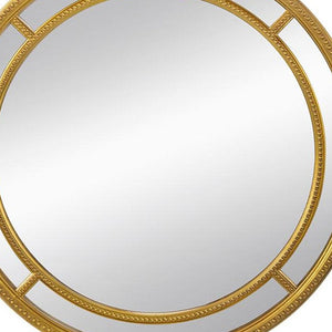 Homeroots 35" Gold Geo Dot Round Double Frame Accent Mirror  Polyurethane 485077