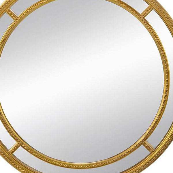 Homeroots 35" Gold Geo Dot Round Double Frame Accent Mirror  Polyurethane 485077