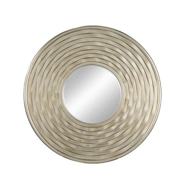 Homeroots 31" Silver Round Dimensional Thick Frame Accent Mirror  Polyurethane 485078