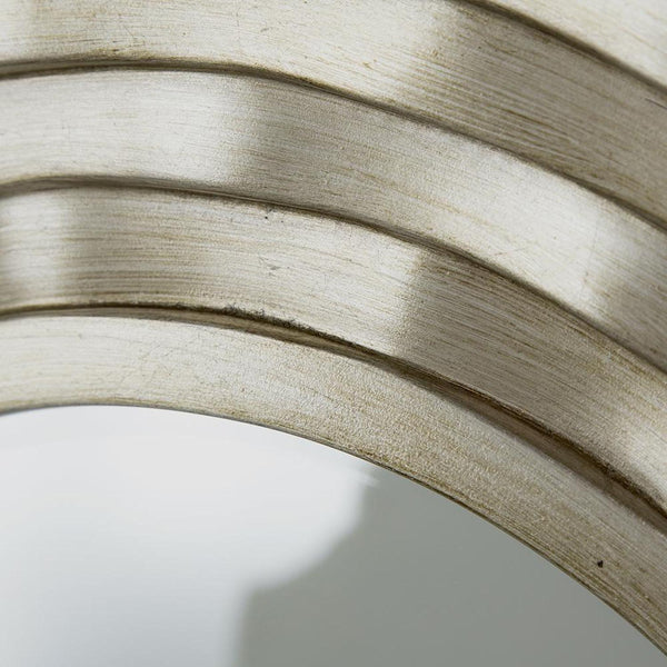 Homeroots 31" Silver Round Dimensional Thick Frame Accent Mirror  Polyurethane 485078