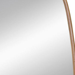 HomeRoots 37" Brown Novelty Wood Framed Accent Mirror - Stylish, Durable Design for Enhanced Light & Texture 485079