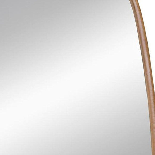 HomeRoots 37" Brown Novelty Wood Framed Accent Mirror - Stylish, Durable Design for Enhanced Light & Texture 485079