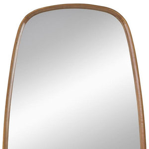 HomeRoots 37" Brown Novelty Wood Framed Accent Mirror - Stylish, Durable Design for Enhanced Light & Texture 485079