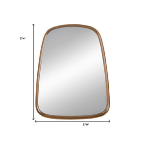 HomeRoots 37" Brown Novelty Wood Framed Accent Mirror - Stylish, Durable Design for Enhanced Light & Texture 485079