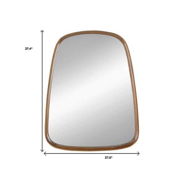 HomeRoots 37" Brown Novelty Wood Framed Accent Mirror - Stylish, Durable Design for Enhanced Light & Texture 485079