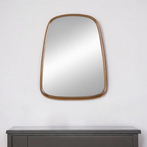 HomeRoots 37" Brown Novelty Wood Framed Accent Mirror - Stylish, Durable Design for Enhanced Light & Texture 485079