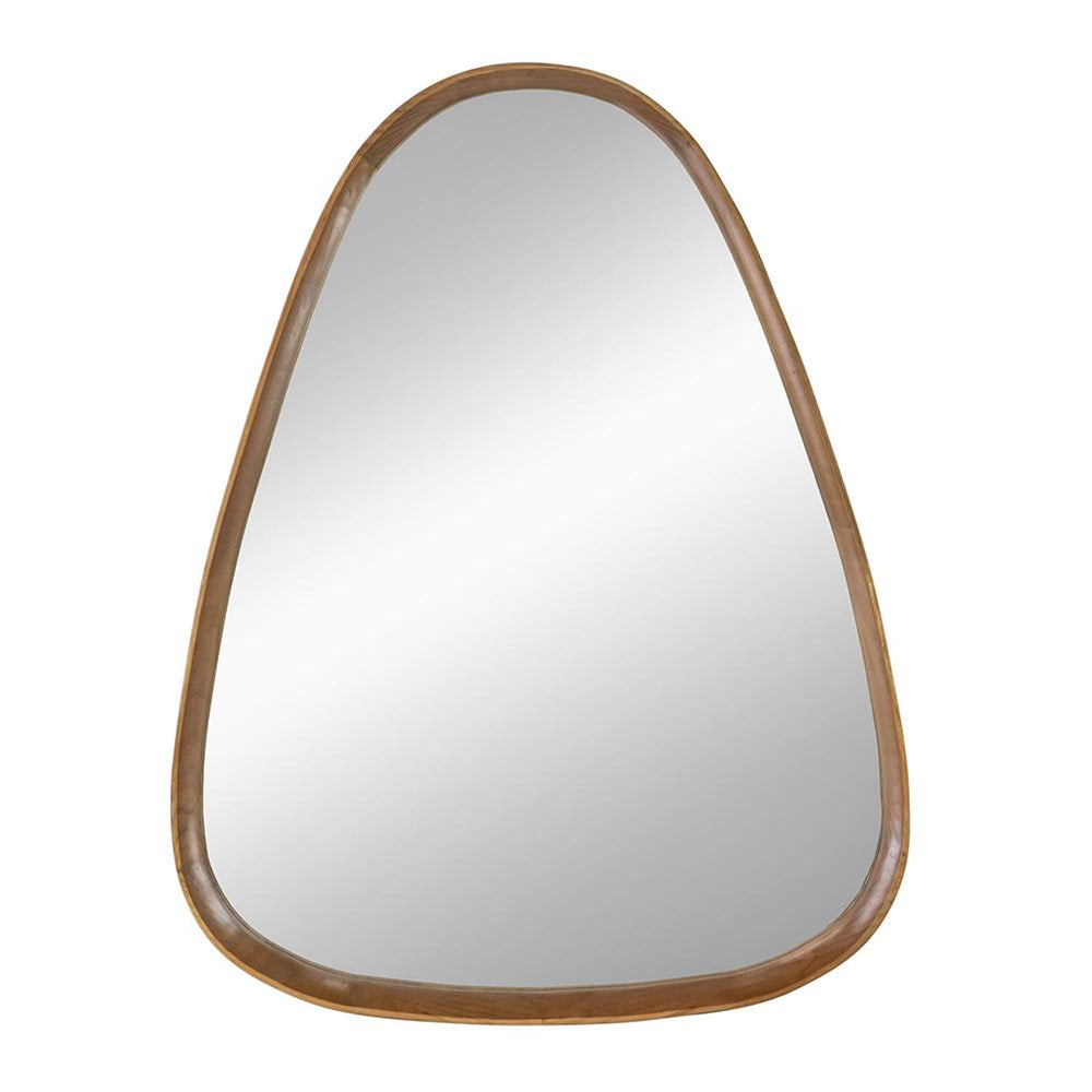 Homeroots 37" Brown Abstract Wood Framed Accent Mirror  50% Pine Wood,25% Mirror,25% Mdf 485080