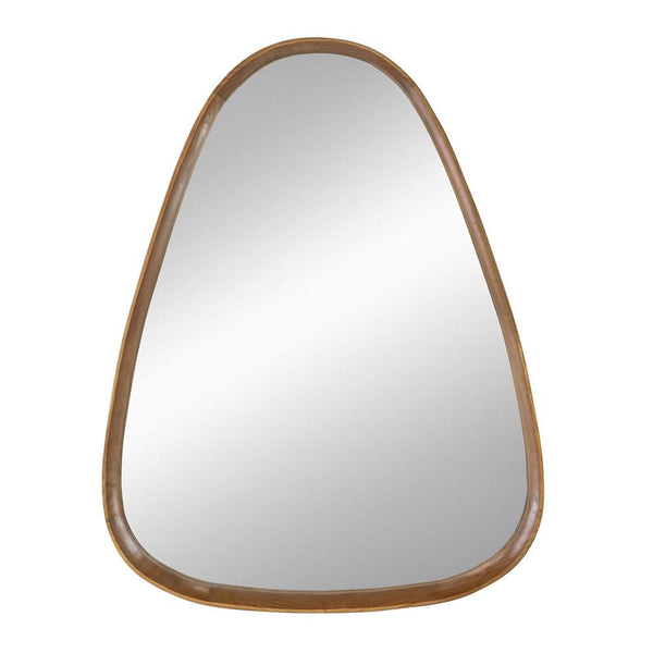 Homeroots 37" Brown Abstract Wood Framed Accent Mirror  50% Pine Wood,25% Mirror,25% Mdf 485080