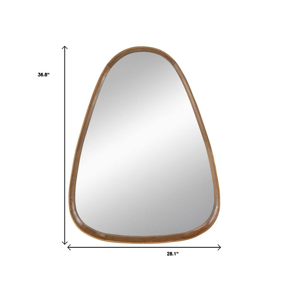 Homeroots 37" Brown Abstract Wood Framed Accent Mirror  50% Pine Wood,25% Mirror,25% Mdf 485080