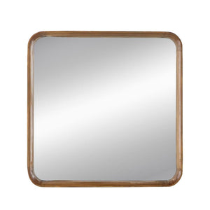 Homeroots 32" Brown Square Wood Framed Accent Mirror  50% Pine Wood,25% Mirror,25% Mdf 485082