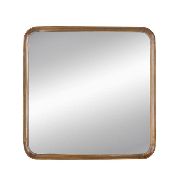Homeroots 32" Brown Square Wood Framed Accent Mirror  50% Pine Wood,25% Mirror,25% Mdf 485082
