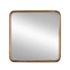 Homeroots 32" Brown Square Wood Framed Accent Mirror  50% Pine Wood,25% Mirror,25% Mdf 485082